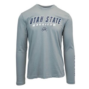 Utah State Aggies Aggie Bull Go Big Blue Gray Long-Sleeve T-Shirt